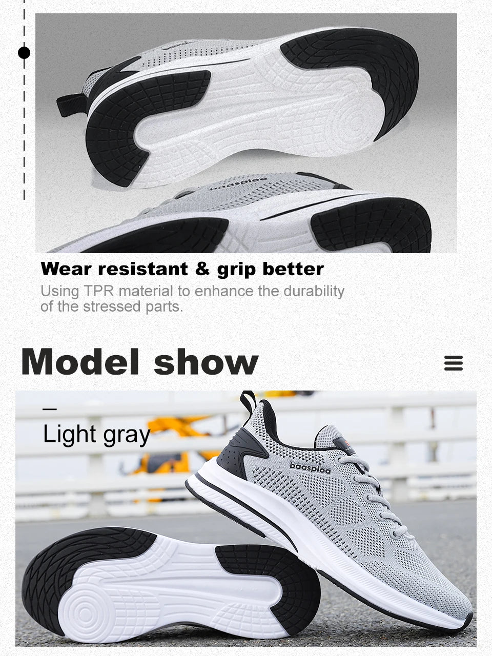 Baasploa Men Running Shoes Brand Male Designer Mesh Casual Sneakers Lightweight Lace-Up New Male Outdoor Sports Tennis Shoe