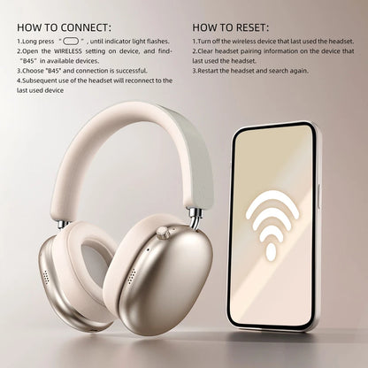 Wireless Bluetooth Noise Cancelling Headphones, Over-Ear Bluetooth Wireless Headphones with Mic, Sports Gaming Headset for Apple, HiFi Stereo Bluetooth 5.3 Headphones