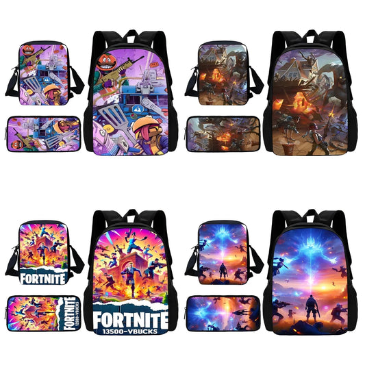 Hot Game Shooting Fortnites Child School Backpack With Shoulder Bag Pencil Bags School Bags for Boys Girls Best Gift