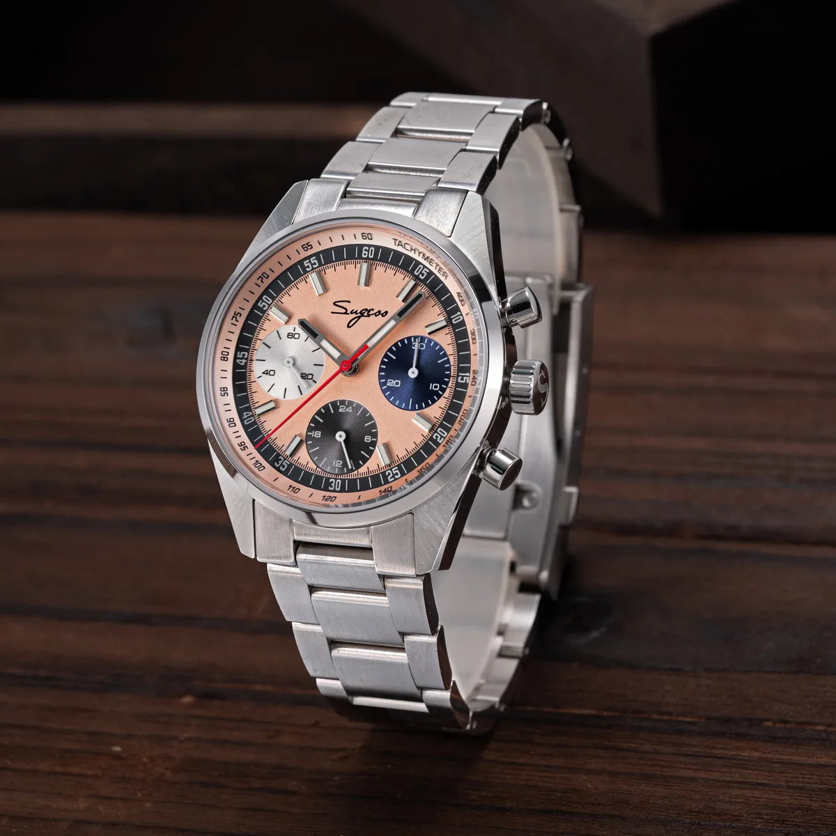 Sugess Mens Watch 38mm Chronograph Mechanical Wristwatches Tianjin Gooseneck Movement Sapphire Crystal Roulette Dial S465 new