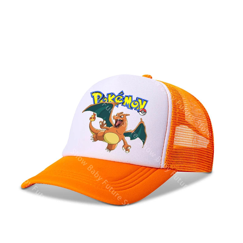 Two Sizes Kawaii Baseball Caps for Adult Cartoon Pokemons Pikachus Outdoor Breathable Mesh Hat Cute Anime Adjustable Sunbonnet