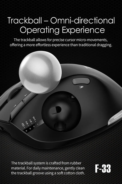 Lefon F33/F26C/F35B Trackball Mouse/ Bluetooth Ergonomic Mouse 2.4G Wireless Rechargeable Rollerball Mice for PC Office Drawing