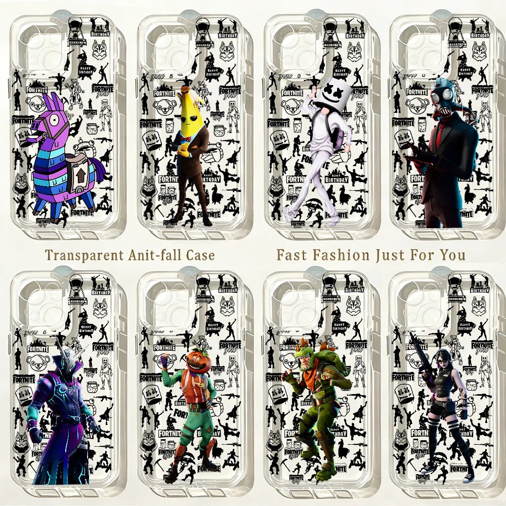 Hot Game F-Fortnites Phone Case for IPhone 17e 17 16 16e 15 14 13 12 11 Mini Pro Max X XR XSMax 7 8 Air Plus Clear Back Cover
