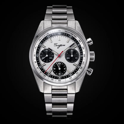 Sugess Mens Watch 38mm Chronograph Mechanical Wristwatches Tianjin Gooseneck Movement Sapphire Crystal Roulette Dial S465 new