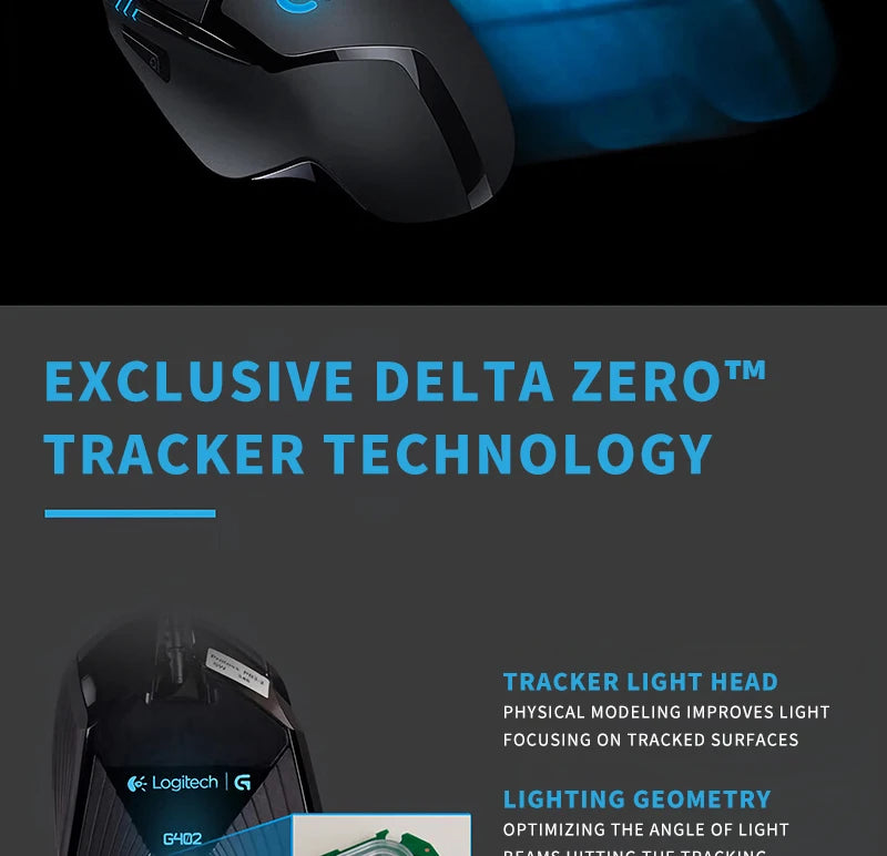 Logitech (G) G402 herní myš drátová myš pro e-sport mechanická myš s programovatelnými makry pro CSGO, PUBG a kompetitivní hraní