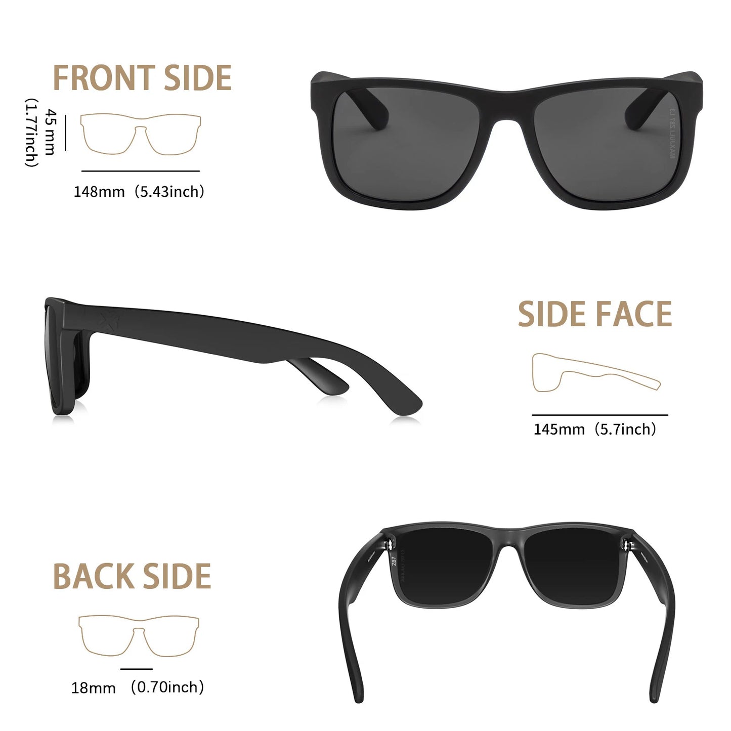 MAXJULI XXL Z87 Sunglasses for Big Wide Heads Men TR90 Ultralight UV400 Protection Glasses 8806