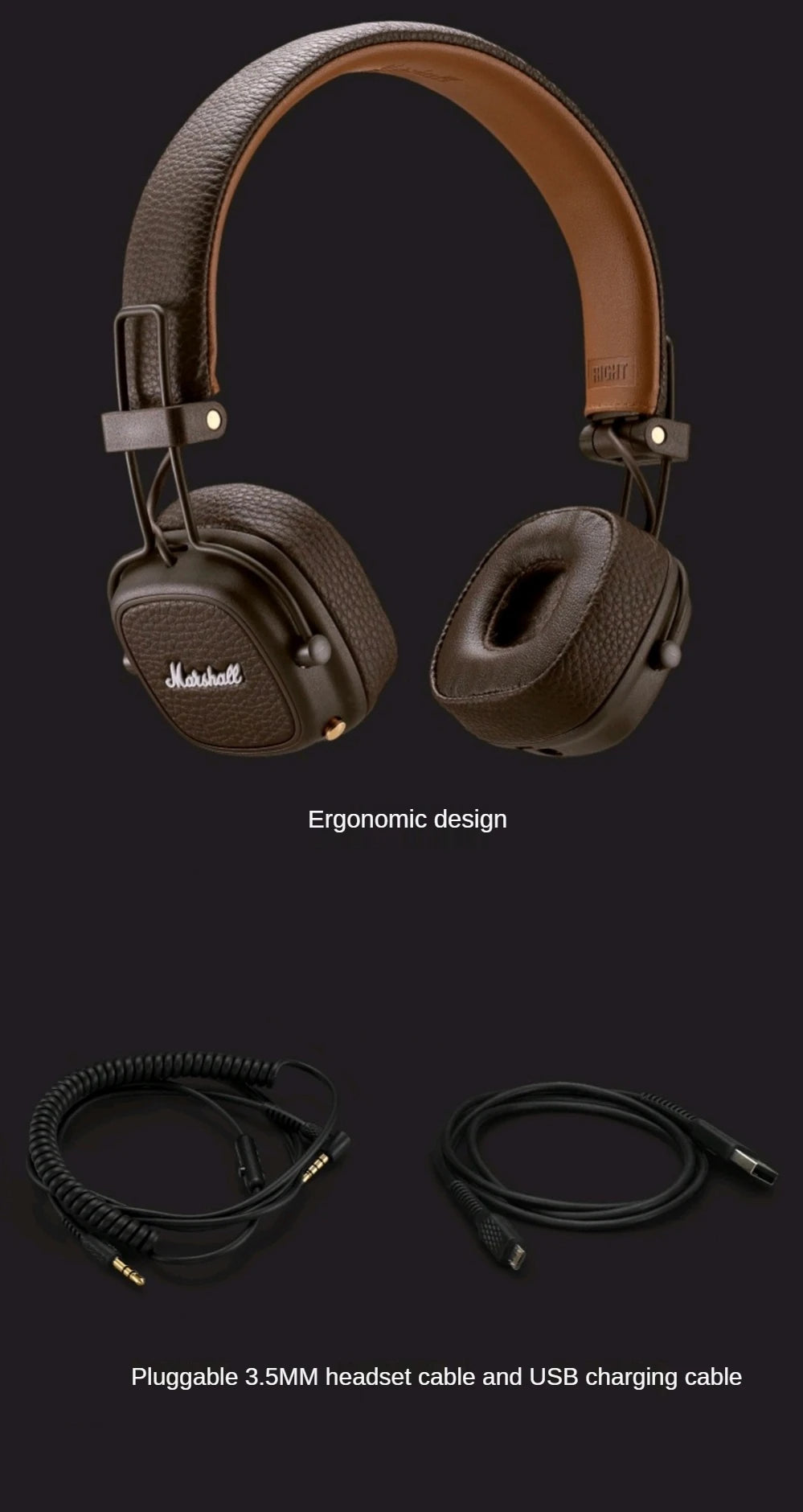 Marshall Major III Wireless Bluetooth Headphones – Deep Bass, Noise Cancelling, Foldable Over-Ear Headset with Microphone