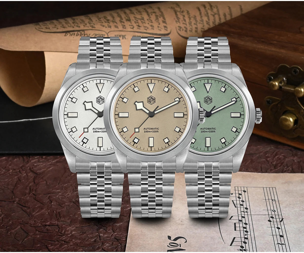 San Martin 38mm Men Sport Watch Fashion Luxury Explore Climbing Automatic Mechanical Sapphire Waterproof 5 Links Bracelet BGW-9