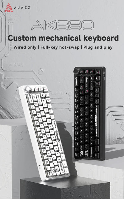AJAZZ AK690 65% Mechanical Keyboard Full-key Hot-swap Wired USB Plug And Play Mixed Light 68 Keys Gaming Keyboard For Laptop PC