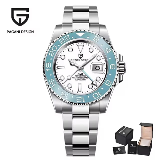 GMT Wristwatch PAGANI DESIGN Automatic Watch 40mm Mens Watch Top Brand Mechanical Watch 100M Waterproof Luminous Watches PD-1662