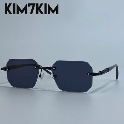 Square Rimless Punk Sunglasses Men 2026 Luxury Brand  Polygon Frameless Sun Glasses For Male Steampunk Driving Eyewear Shades