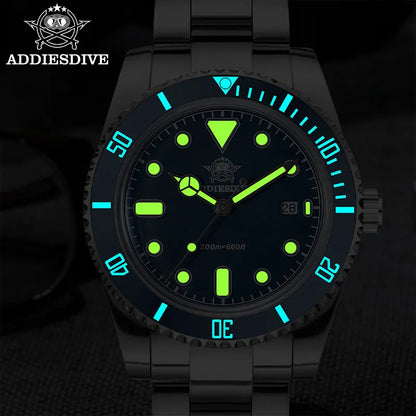 ADDIESDIVE Men’s Luxury Diver Watch Luminous Dial, Ceramic Bezel, Stainless Steel & 20 Bar Water Resistant