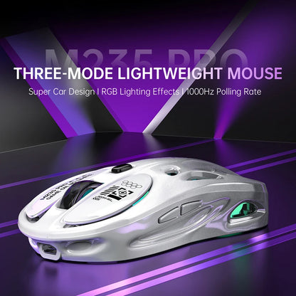 Mouse gaming RGB tri-mode wireless 2.4G, design gol și ușor, cu iluminare Chroma, cu fir și Bluetooth, controller mouse e-sports