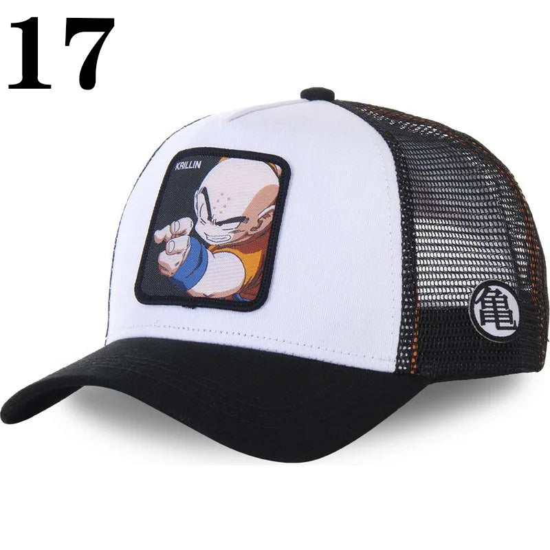 Casquette de baseball imprimée à l'effigie d'un personnage de l'anime Dragon Ball pour hommes et femmes – Casquette hip-hop – Casquette en maille pour camionneur – Protection solaire d'été pour les activités en plein air