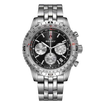 BERNY Aviation Men's Watches Quartz Chronograph Watch Date Sapphire Super Luminous Luxury Brand Dress Man Wristwatch