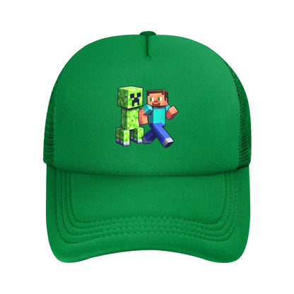 Voksen Creepers Zombie fjendtlig mob-karakter Trucker-kasket Mesh-baseballkasket Polyesterhat Solkasket Justerbare golfkasketter Sommer