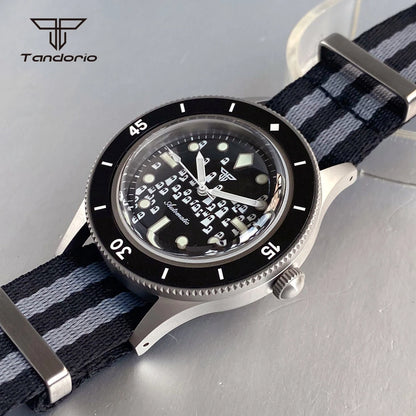 Tandorio Domed Sapphire 40mm Mechanical 50-Fathoms Style Diver Fashion Automatic Men Watch Miyota8215/PT5000 Luminous Ghost Dial
