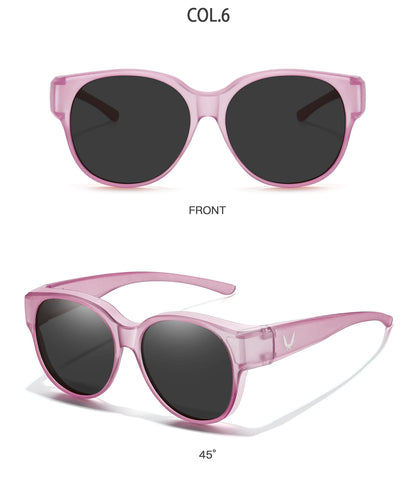 Over Glasses with Box Cover Over Myopia Eyeglasses Unisex Round Shades with UV protection Outdoor Sports Fishing Hiking Cycling