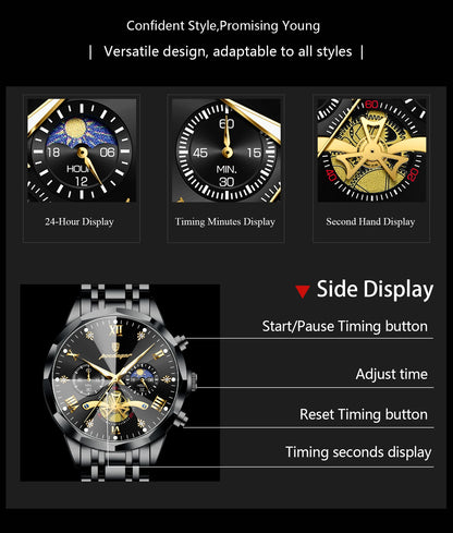 POEDAGAR Luxury Fashion Men Clock Waterproof Luminous Chronograph Male Watch Stainless Steel Quartz Business Men's Watches Reloj
