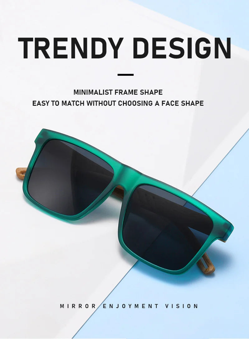New Fashion Square Sunglasses Wood Grain Spring Hinge UV400 Unisex for Driving Hiking Travel 2026