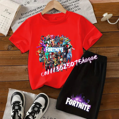 Hot Fortnites Kids T Shirt Shorts Set Cartoon Figure Printed T Shirts Children Tops Summer Casual Sportswear Kids Boys Clothing