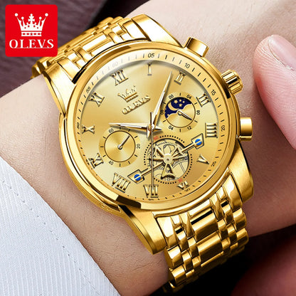OLEVS 2859 Men’s Watch – A classic and luxurious model with Roman numerals, multifunctional, water-resistant, luminescent dial and high-quality quartz movement.