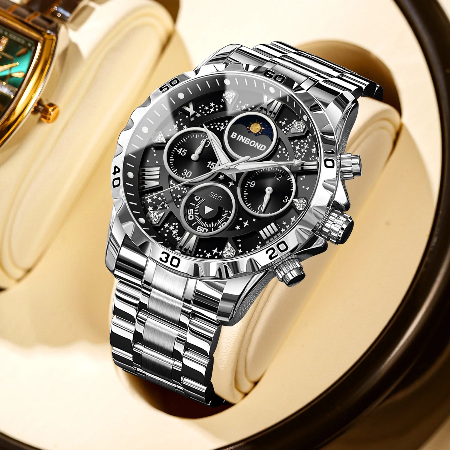 Chronograph Luxury Brand Stylish Men Luminous Wrist Watches For Male Clock Stainless Steel Band Men Business Quartz Watches