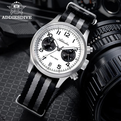 Orologio da uomo ADDIESDIVE 2025 New Panda Eye, retrò di lusso, quarzo VK64, cronografo sportivo, impermeabile 100M, luminoso