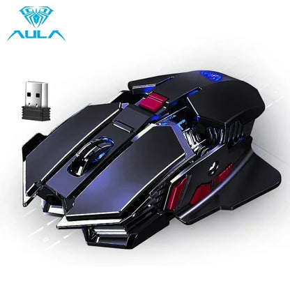 AULA mouse Multifunctional Gaming Side Keys Mouse Rechargeable Mecha style Mice 2.4 G Wireless Ergonomics Dpi adjustable Gamer