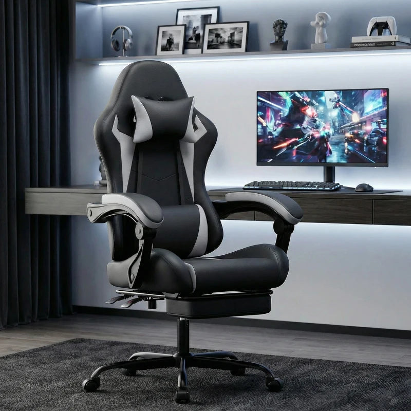 Ergonomic Gaming Chair Office Chair with Lumbar Support, Adjustable Height, 360° Swivel Computer Desk Chair with Comfortable Cushion