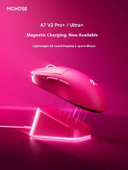 Mouse wireless MCHOSE A7 V2 Ultra+ Tri-Mode ultraleggero Paw3950 Ti 42000dpi 500mah per PC, esports e laptop, accessori gaming
