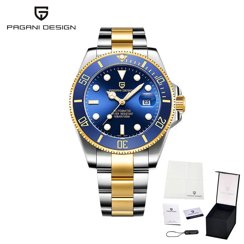 PAGANI DESIGN Diving Watch Mechanical Automatic Watch 316L Stainless Steel UltraBright Luminous Watch Top Luxury Watches for Man