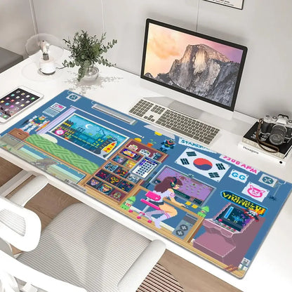 Anime-tyylinen pelityttö Overwatch -suuri hiirimatto 900x400 kannettavalle ja toimistoon, kuminen pehmeä pöytämatto, tietokoneen näppäimistölle, HD-painatus, XXL-hiirimatto