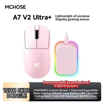 MCHOSE A7 V2 Ultra Wireless Gaming Mouse Pixart3950Ti Flagship Sensor Super 20000FPS for Accurate Tracking Support Web Driver