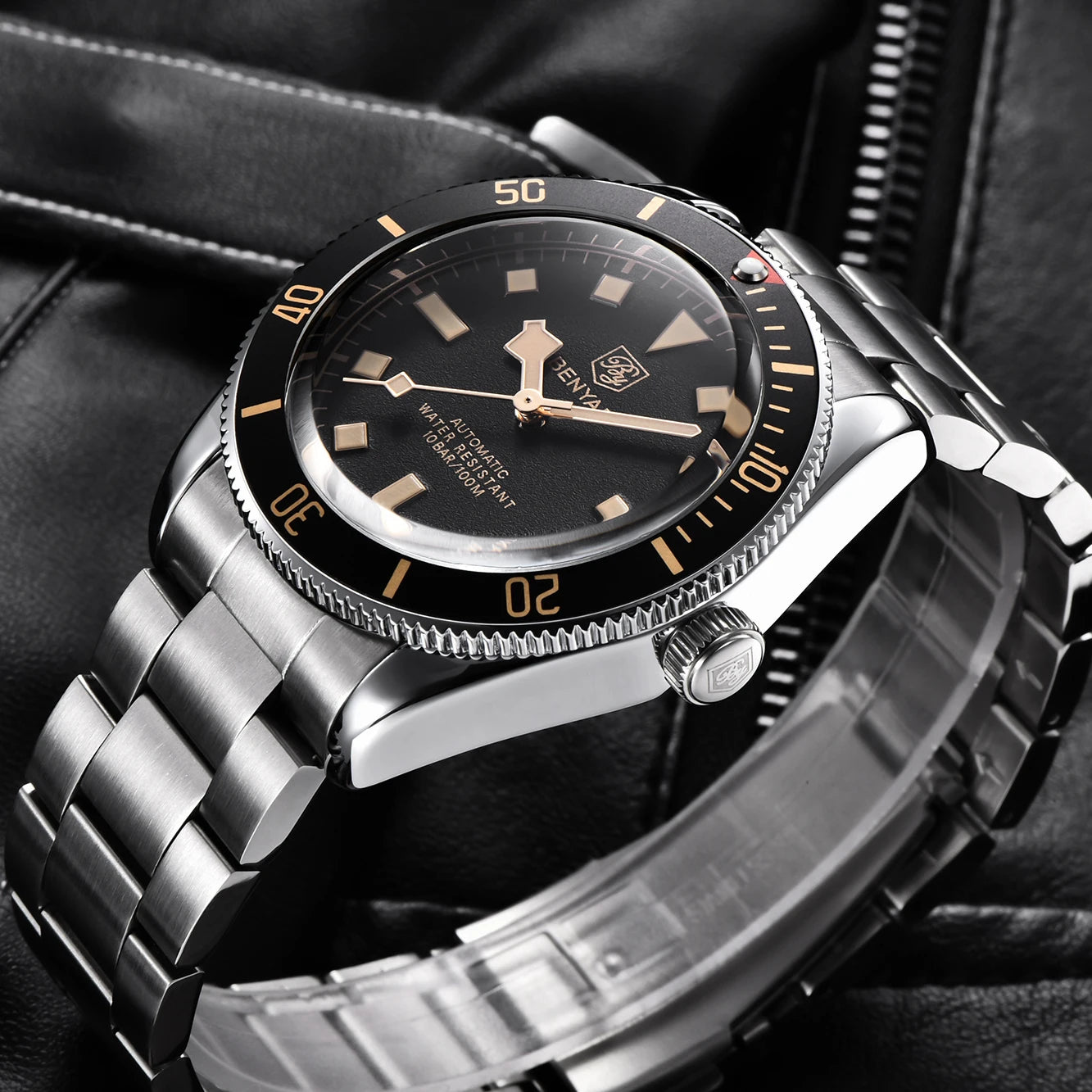 BENYAR 2026 New Men Watches Retro Black Mechanical Automatic luxury watch for men Waterproof Luminous Stainless steel wristwatch