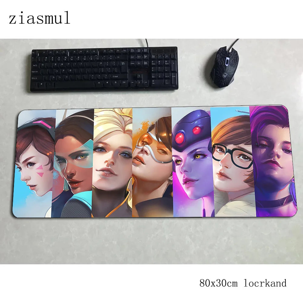 Tapete de rato gamer Overwatch Aestheticism 800x300x3mm, tapete de rato para portátil gaming, mousepad Cartoon, tapete de secretária para PC