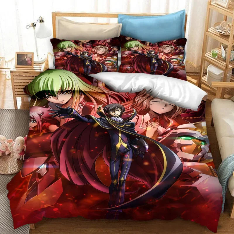 Madingas 3D spausdintas anime Code Geass antklodės užvalkalas, 2/3 vnt. patalynės komplektas, Double Twin Full Queen King dydžiai, suaugusiesiems ir vaikams