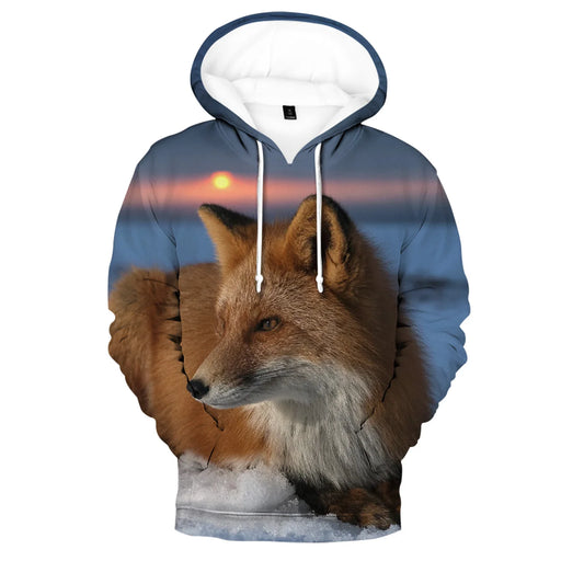 Popularne bluzy z kapturem i bluzy Hip Hop Novelty z wygodnym nowym nadrukiem 3D Fox, dla mężczyzn/kobiet, dorosłych/dzieci, casualowe bluzy wkładane przez głowę