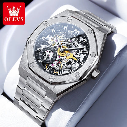 OLEVS 6669 Fully hollow men's watch luxury automatic mechanical watch men's 30M waterproof Man Wristwatches