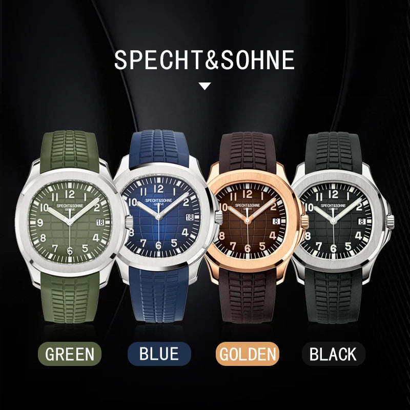 Specht&Sohne 40MM Automatic Mechanical Watch For Men Miyota 8215 Movt Sapphire Crystal 5167 Sports Wristwatch 50M Waterproof