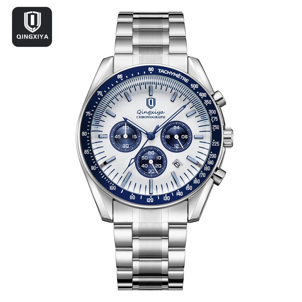 Luxury Brand Men Quartz Watch Waterproof Luminous Stainless Steel Men's Watches 24 Hours Chronograph Date Business Watch For Man