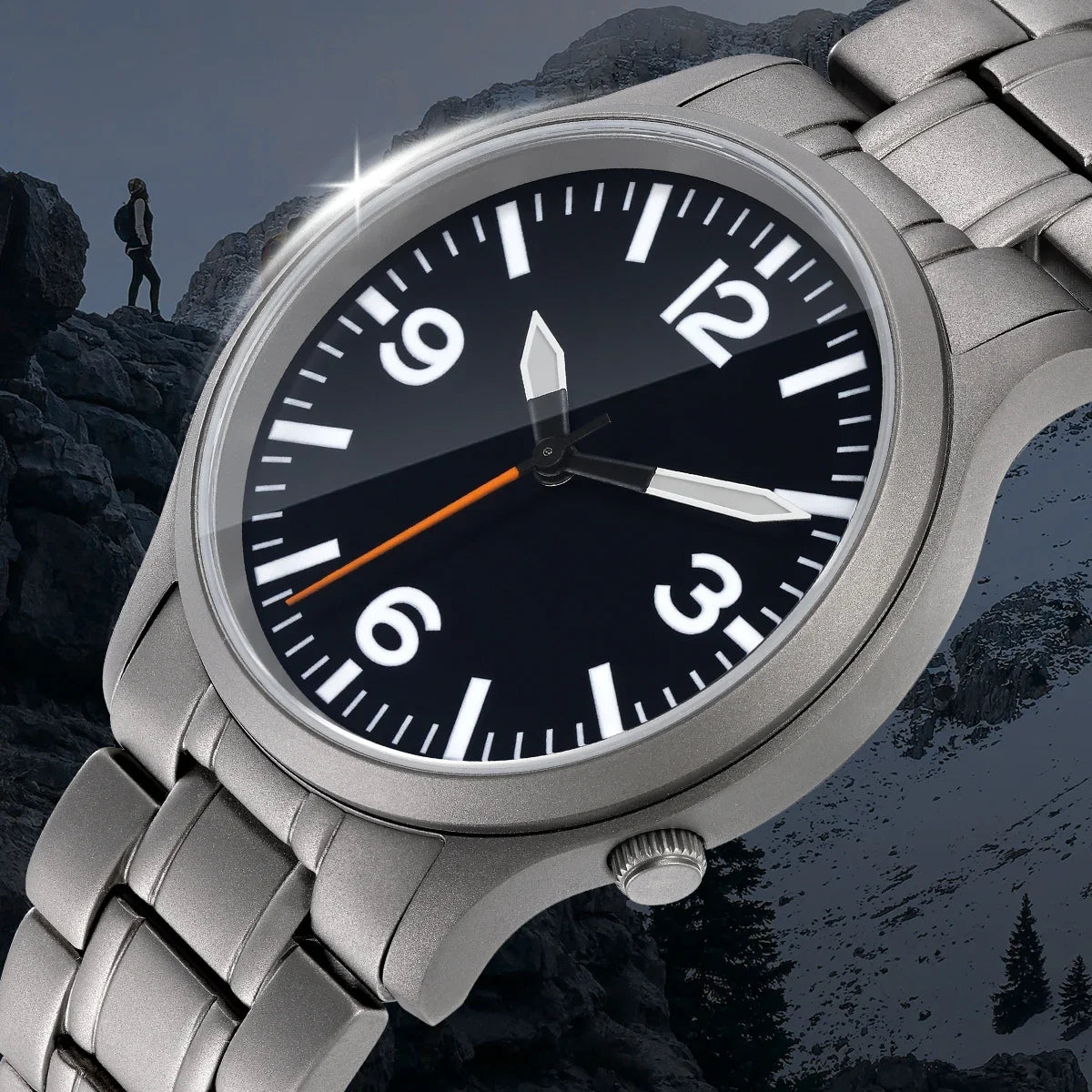 BERNY Full Titanium Watches for Men Super Luminous Sapphire Sports Field Quartz Men's Watch VH31 Wristwatch 5ATM Easy Read