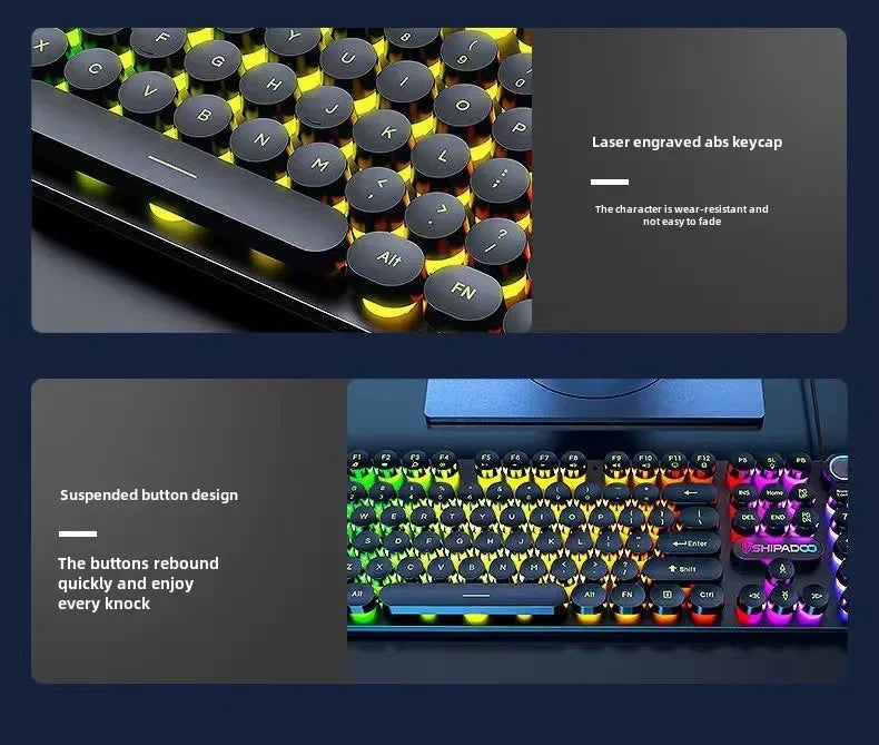 Mechanical Keyboard  Gaming Keyboard  E-sports Game Office Computer Notebook Desktop Steampunk English USB for Gaming