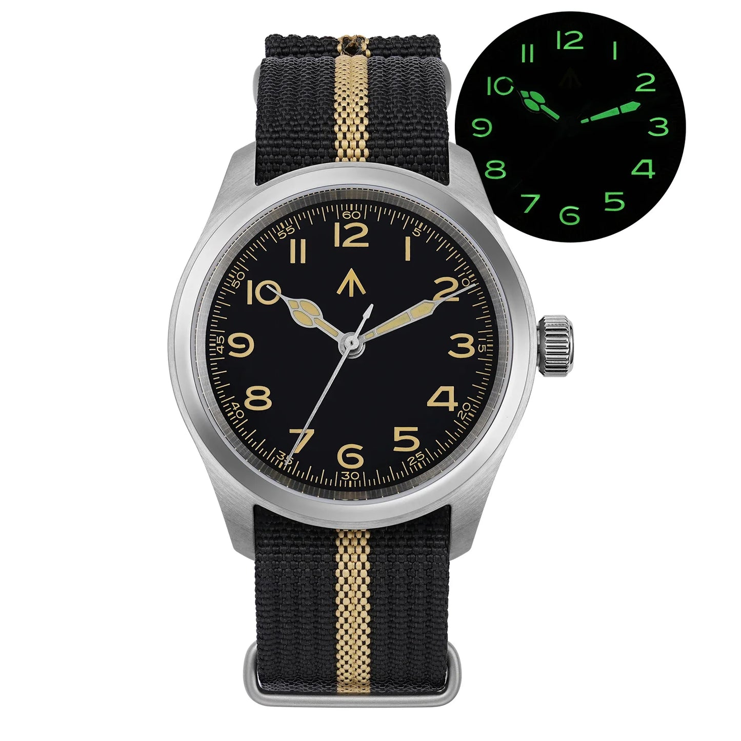 Relógio de Quartzo Vintage Militar Militado ML08 V2 com Movimento VH31, Vidro Duplo de Safira, Luminescência C3 BGW-9, Impermeável, 38mm
