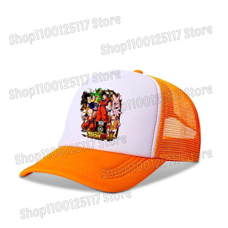 Dragon Ball baseball sapka, anime-nyomtatott sapkák, lélegző, csúcsos sapka, rajzfilm, Goku, nyári sport, snapback, hálós napellenzős sapka, gyermekajándék
