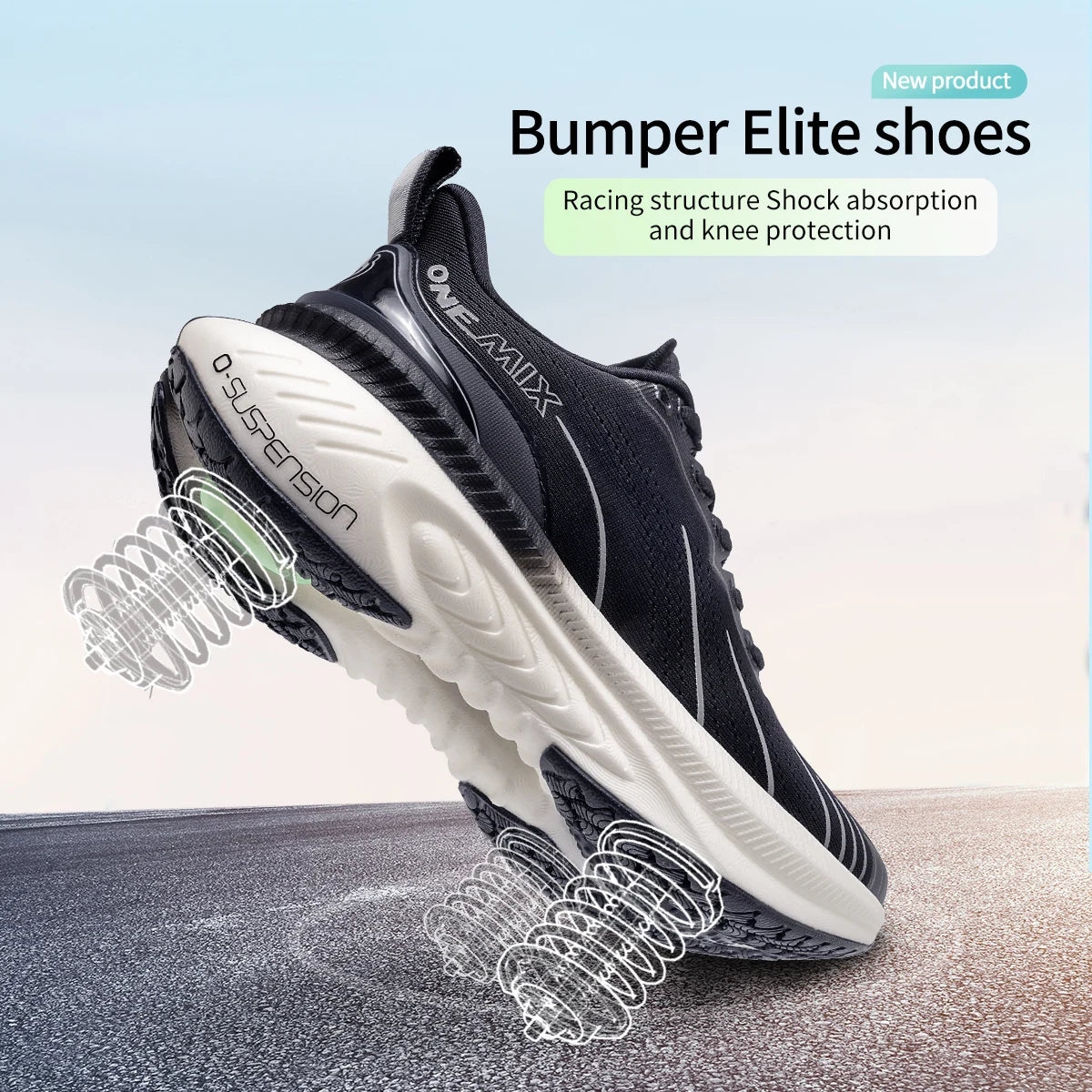 ONEMIX Nye løbesko med støddæmpning til mænd, velegnede til tunge løbere, snøresko til sport, kvinder, skridsikre udendørs atletiske herresneakers