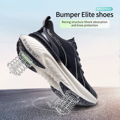 ONEMIX Nye løbesko med støddæmpning til mænd, velegnede til tunge løbere, snøresko til sport, kvinder, skridsikre udendørs atletiske herresneakers