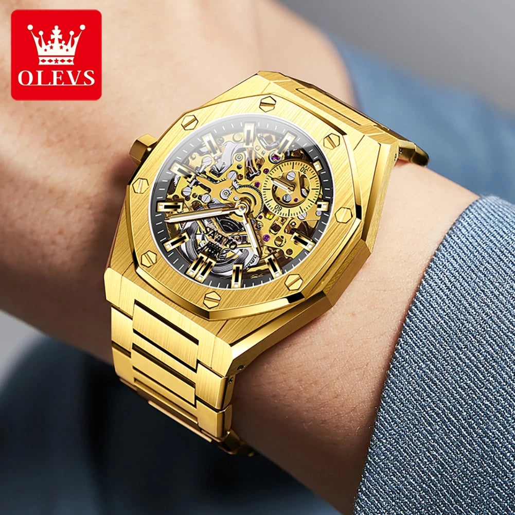 OLEVS 6669 Fully hollow men's watch luxury automatic mechanical watch men's 30M waterproof Man Wristwatches