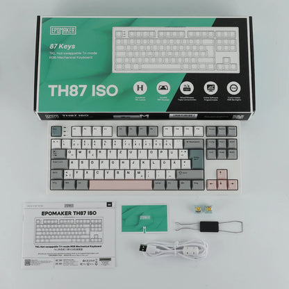 EPOMAKER TH87 ISO-DE Tenkeyless TKL Layout Gasket Wired/Bluetooth/2.4 GHz Wireless Mechanical Keyboard with RGB Backlight