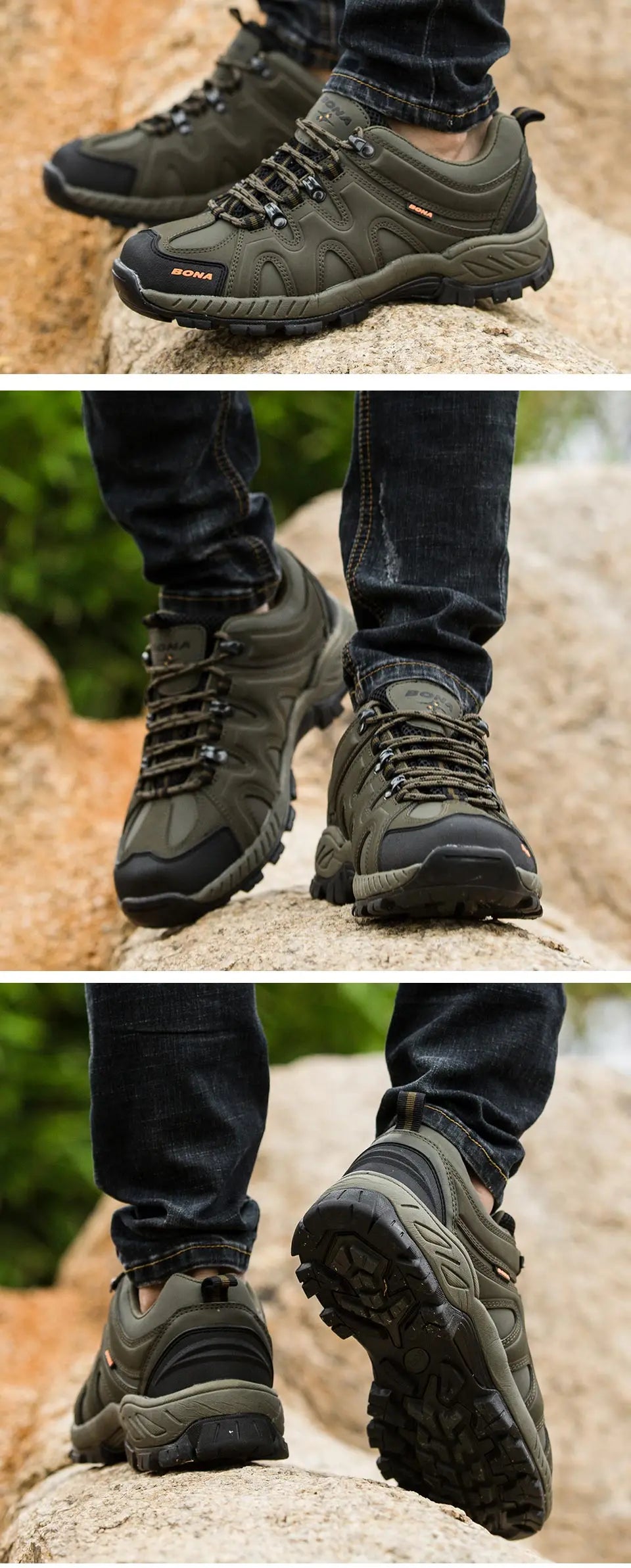 BONA nyhed i klassisk stil – vandresko til mænd med snørebånd, sportssko til mænd, udendørs jogging-, trekking- og sneakersko